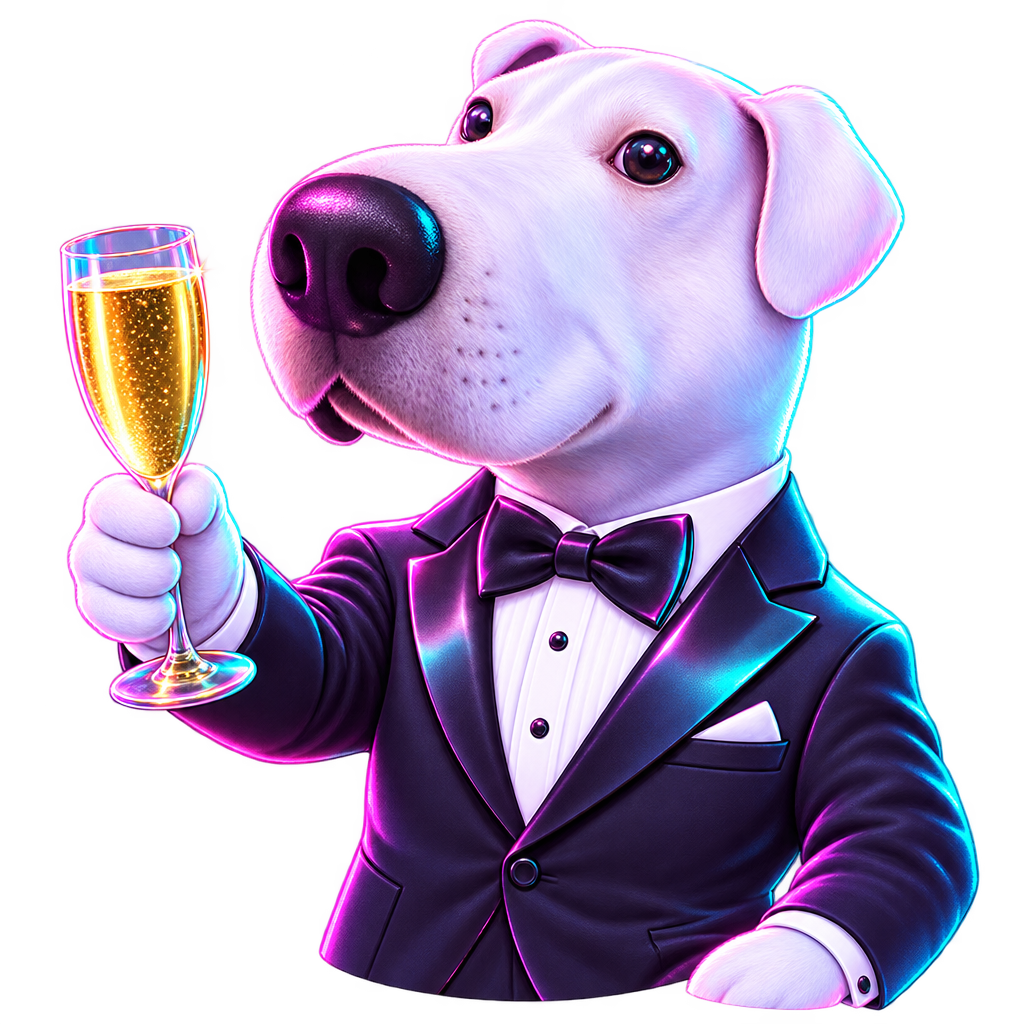 The Good Sir holding a champagne flute